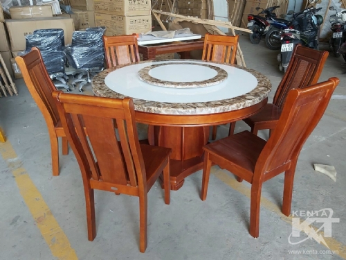 bộ bàn tròn mặt đá 1m5 8 ghế