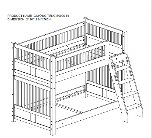 giường tầng xám 2110x 1194 x1700h