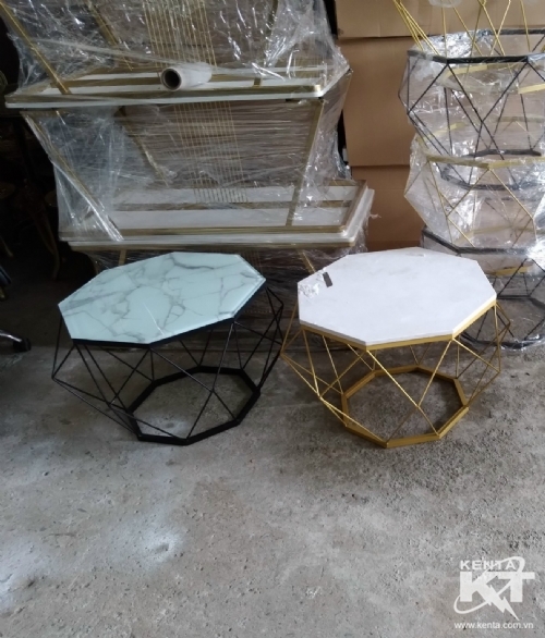 Bàn sofa kim cương xanh mặt kính