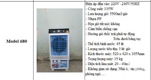 Quạt điều hòa 680 45 lít
