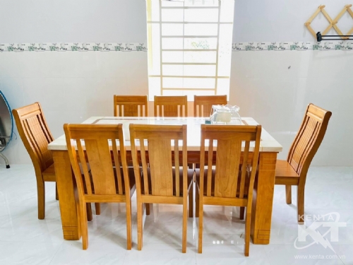 Bộ bàn ăn mặt đá 1m9 8 ghế