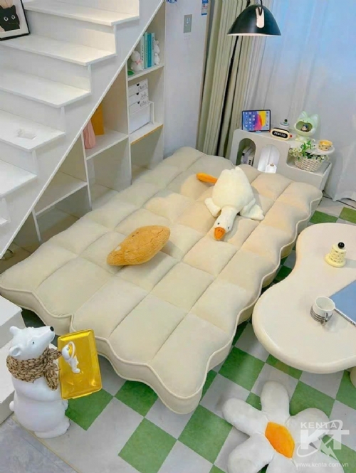 Sofa bed nhung kem