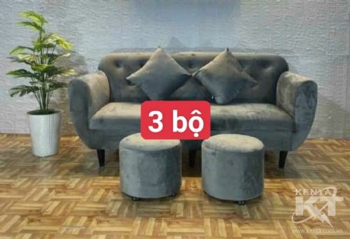 Bộ sofa xám nhung