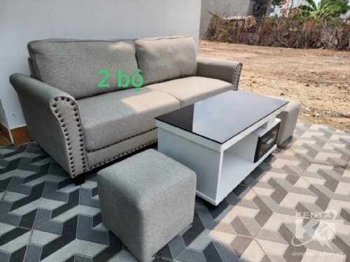 Bộ sofa xám đôn vuông